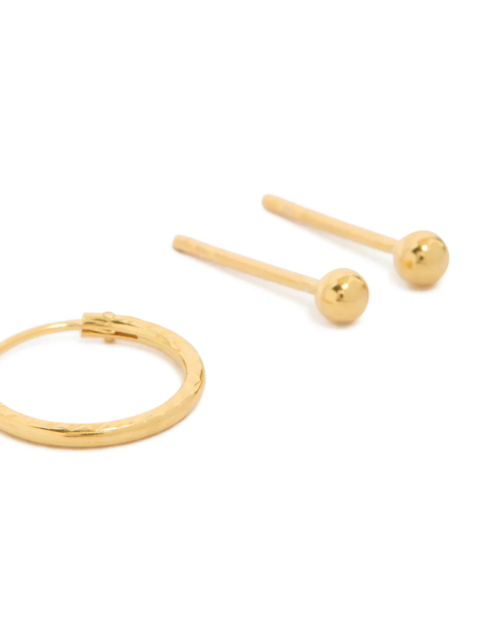 Gold Plated Sterling Silver Ball Stud & Hoop Earring Pack - Image 5