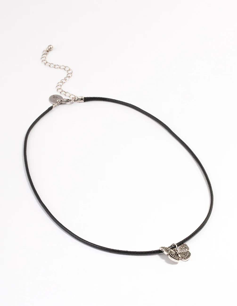 Antique Silver Butterfly Cord Necklace - Image 2