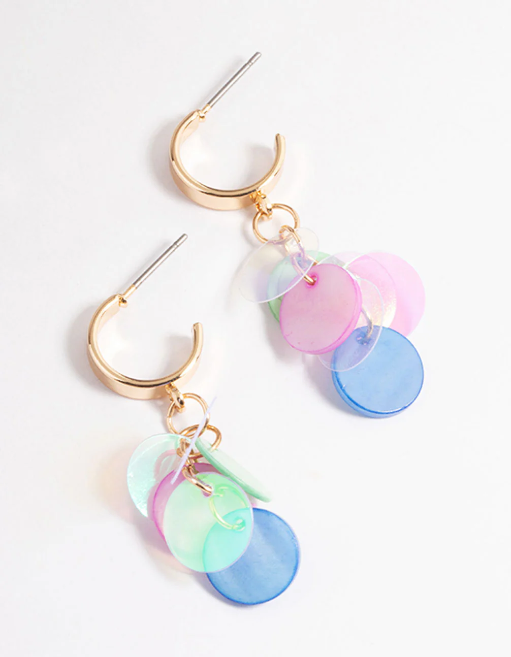 Gold Mixed Disc Huggie Earrings