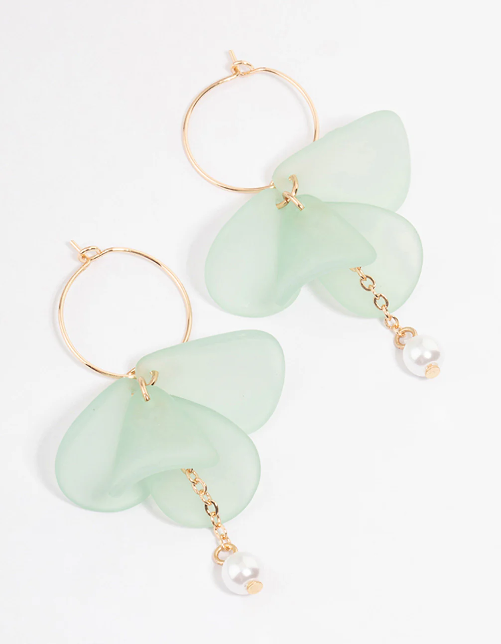 Mint Pearl Station Pearl Hoop Earrings