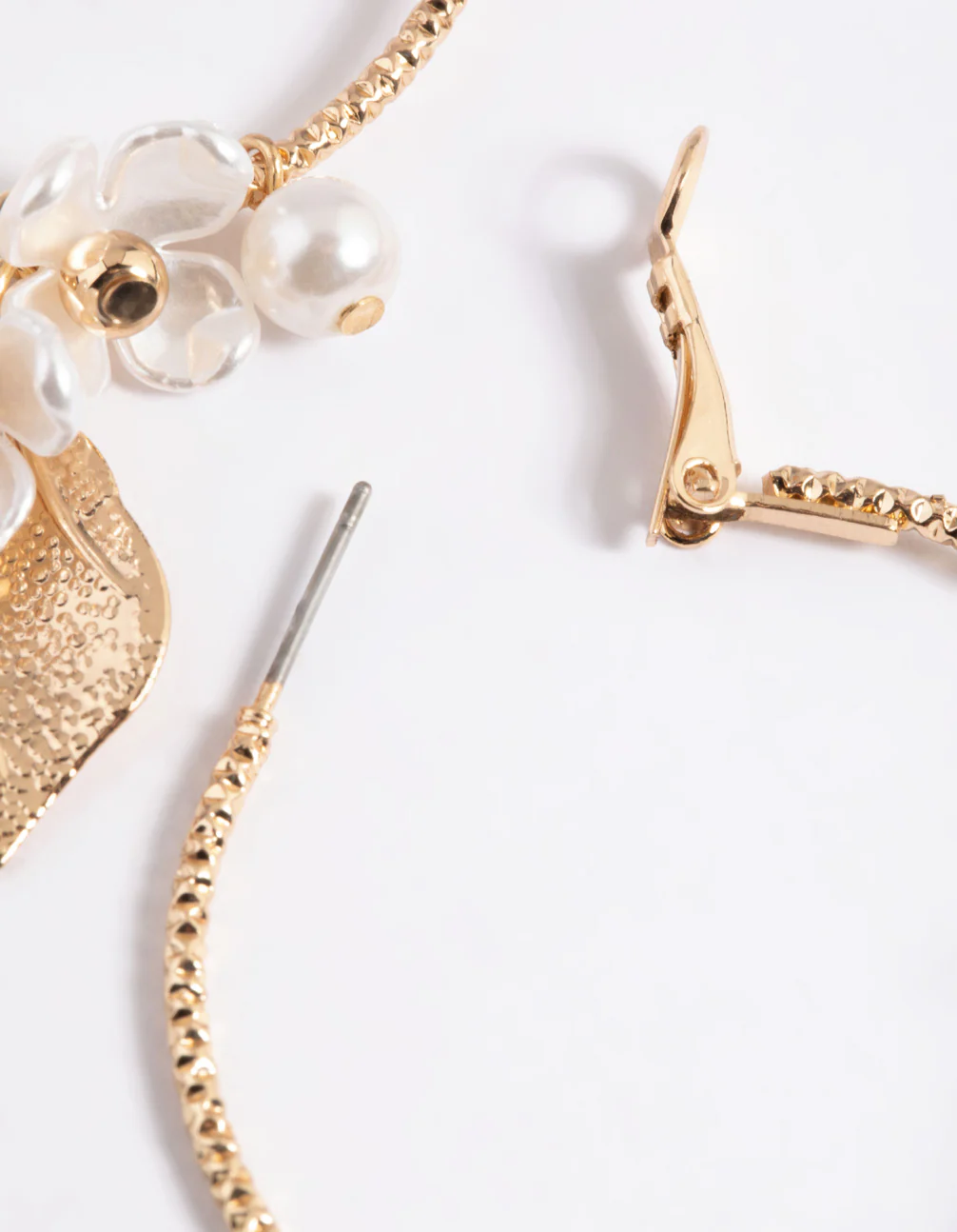 Gold Large Flower Cluster Hoop Earrings - Image 5