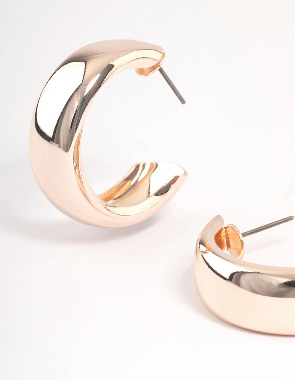 Rose Gold Medium Chubby Hoop Earrings - Image 2