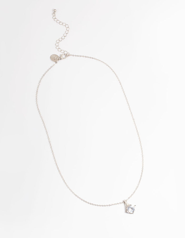 Silver Cubic Zirconia Drop Necklace - Image 2