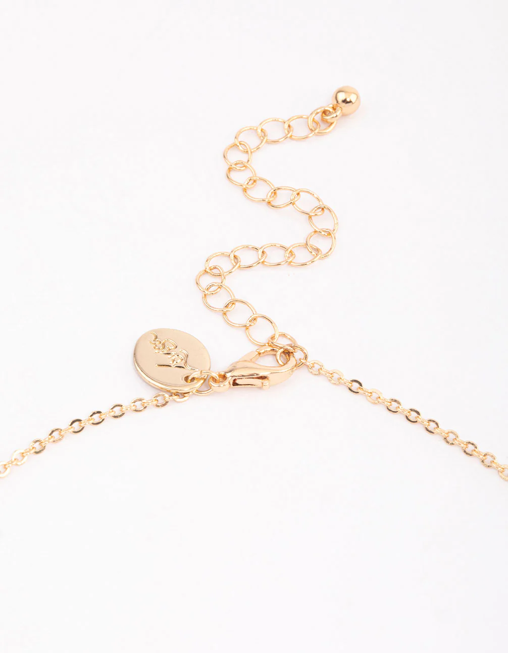 Gold Heart Drop Chain Diamante Necklace - Image 3