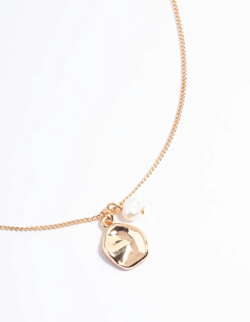 Gold Pearl & Disc Necklace