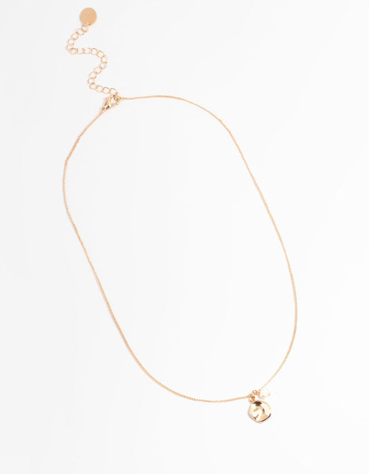 Gold Pearl & Disc Necklace - Image 2