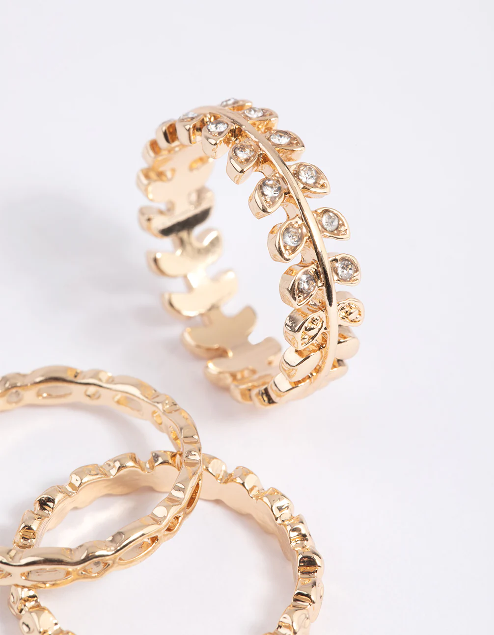 Gold Leaf & Chain Ring Stack Pack - Image 3