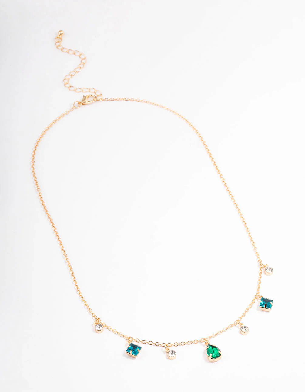 Gold Pear Stone Square Necklace - Image 2