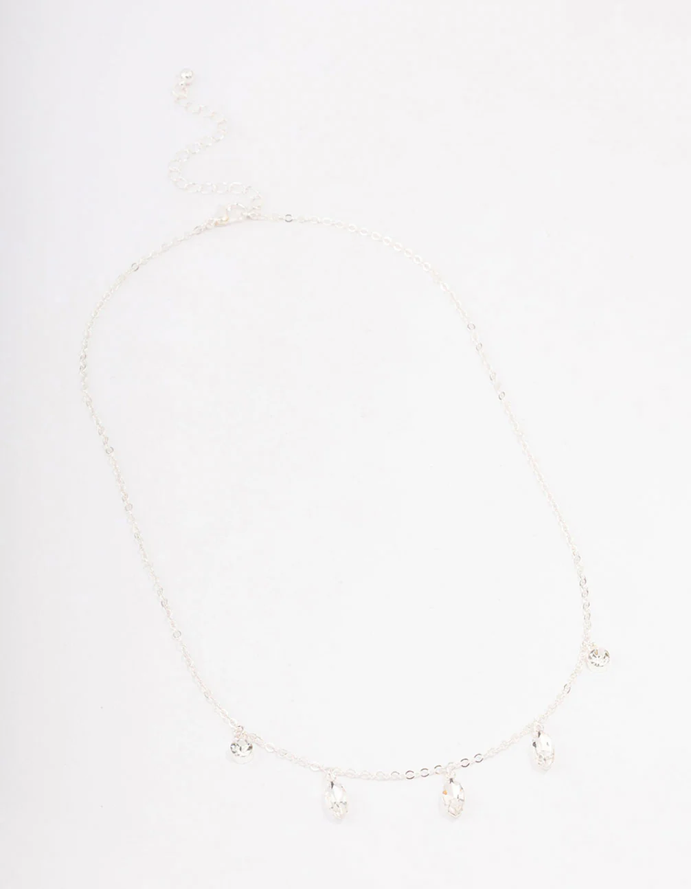 Silver Marquise Station Drop Necklace - Image 2