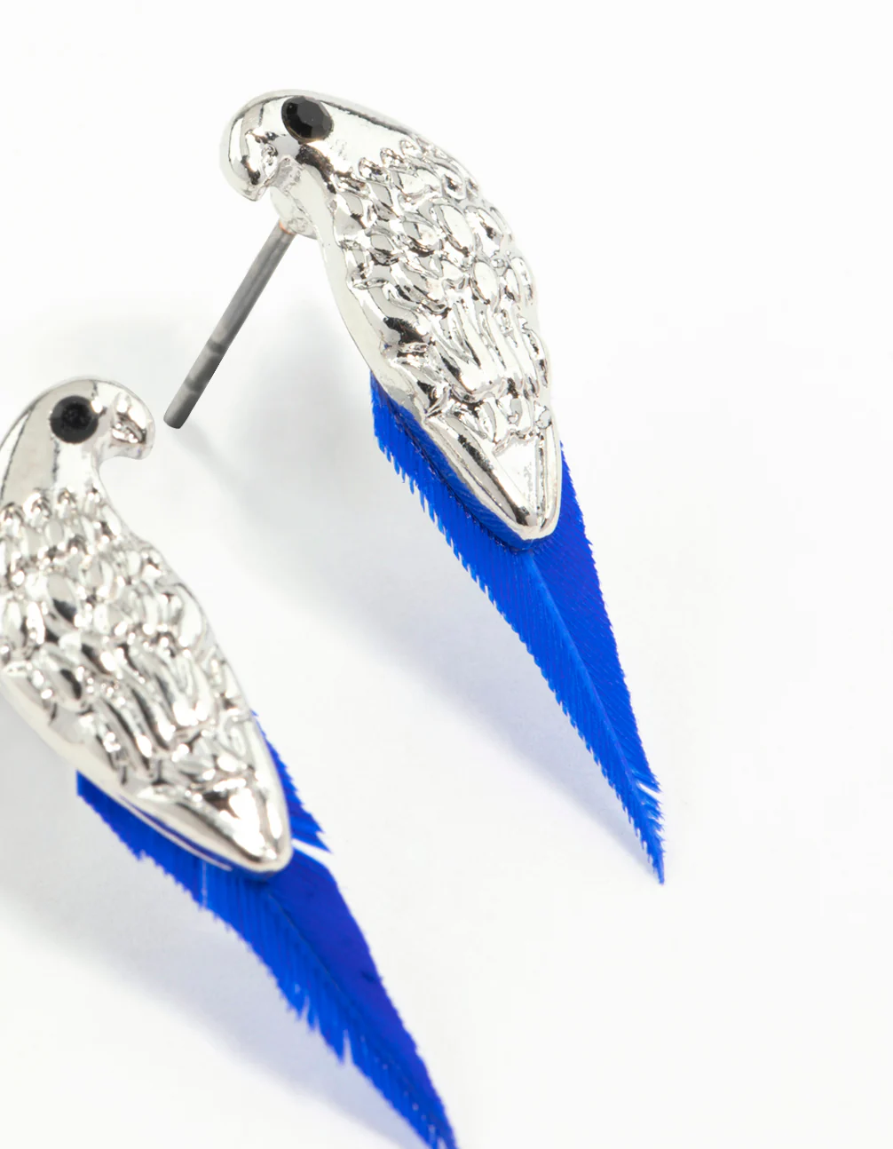Mini Bird Blue Feather Stud Earrings - Image 4