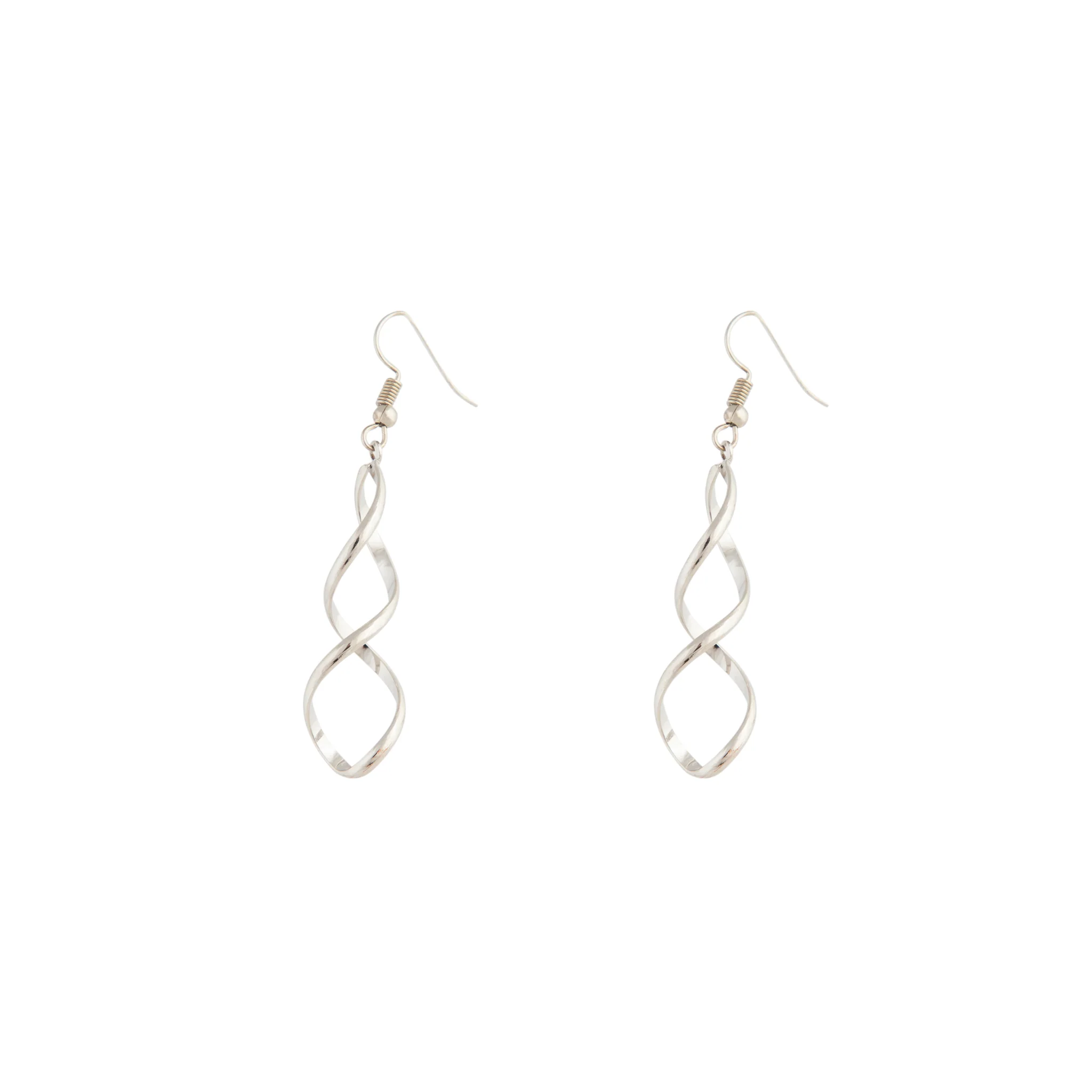 Silver Wave Drop Earrings - Image 2