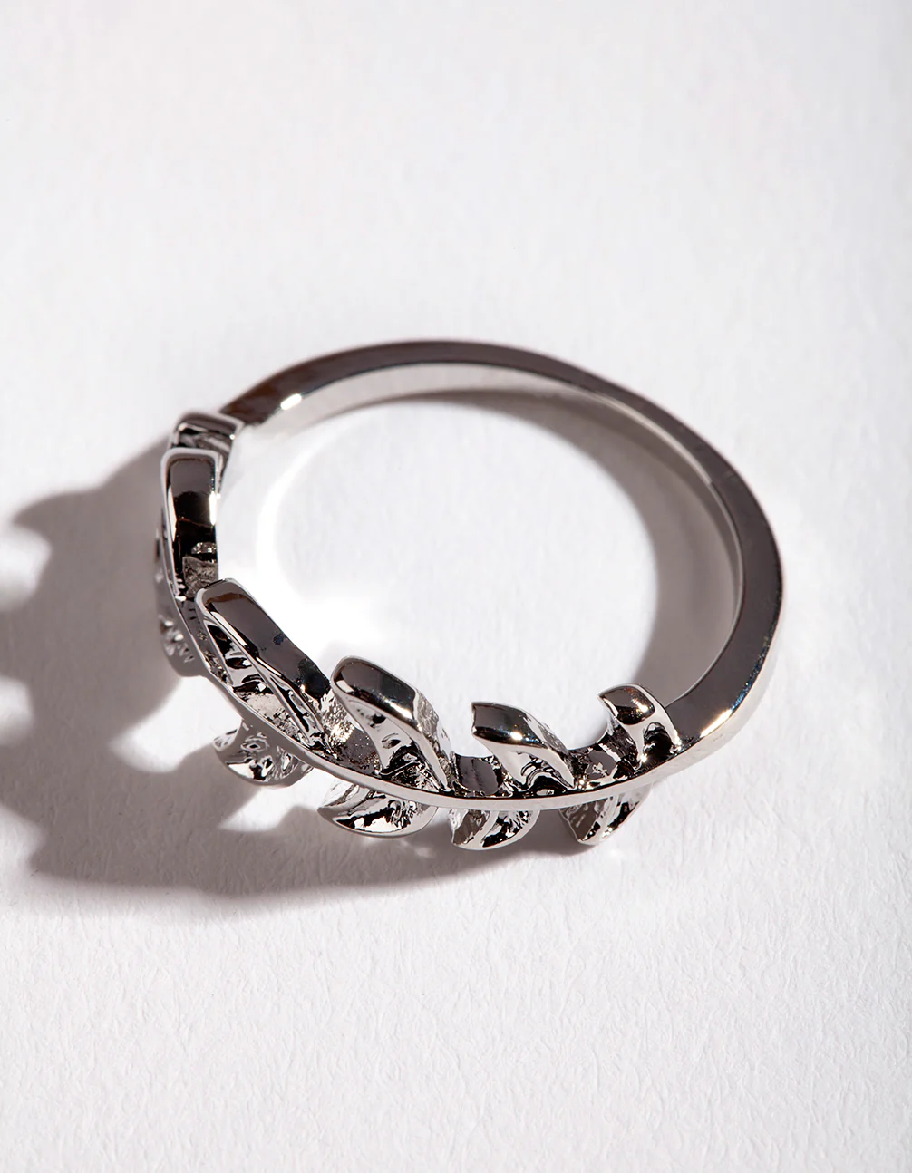 Silver Leaf Band Ring - Image 2
