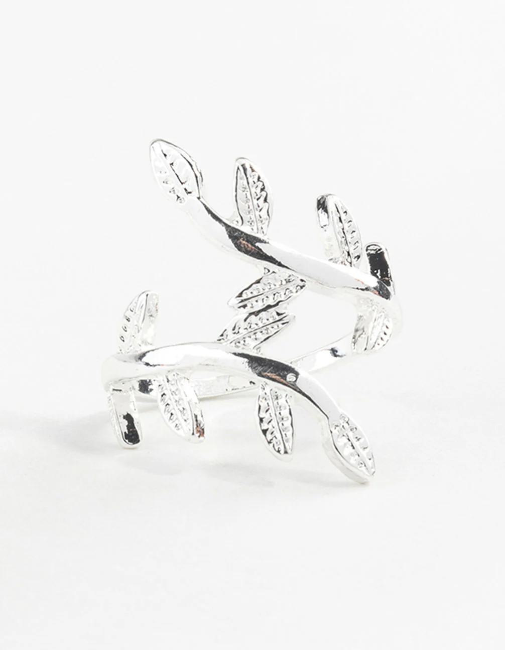 Silver Leaf Double Band Ring - Image 5