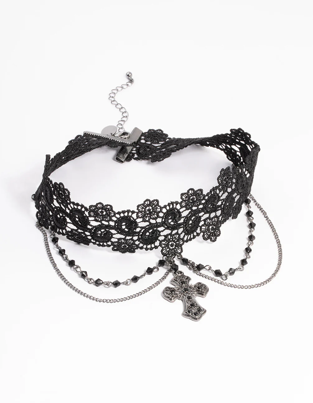 Gold Lace Cross Chain Choker - Image 2