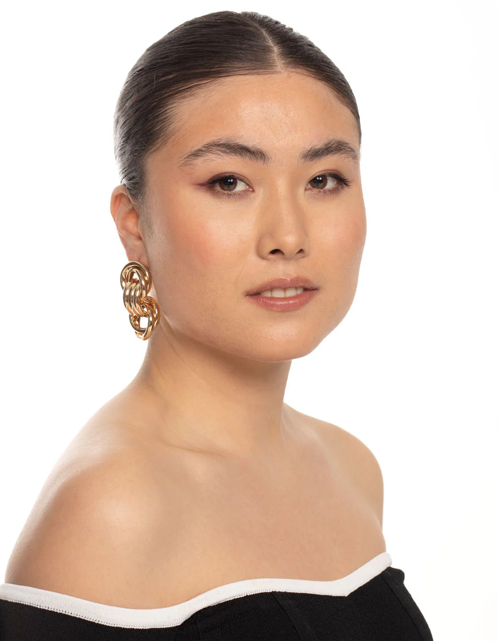 Gold Trio Knot Drop Earrings - Image 3