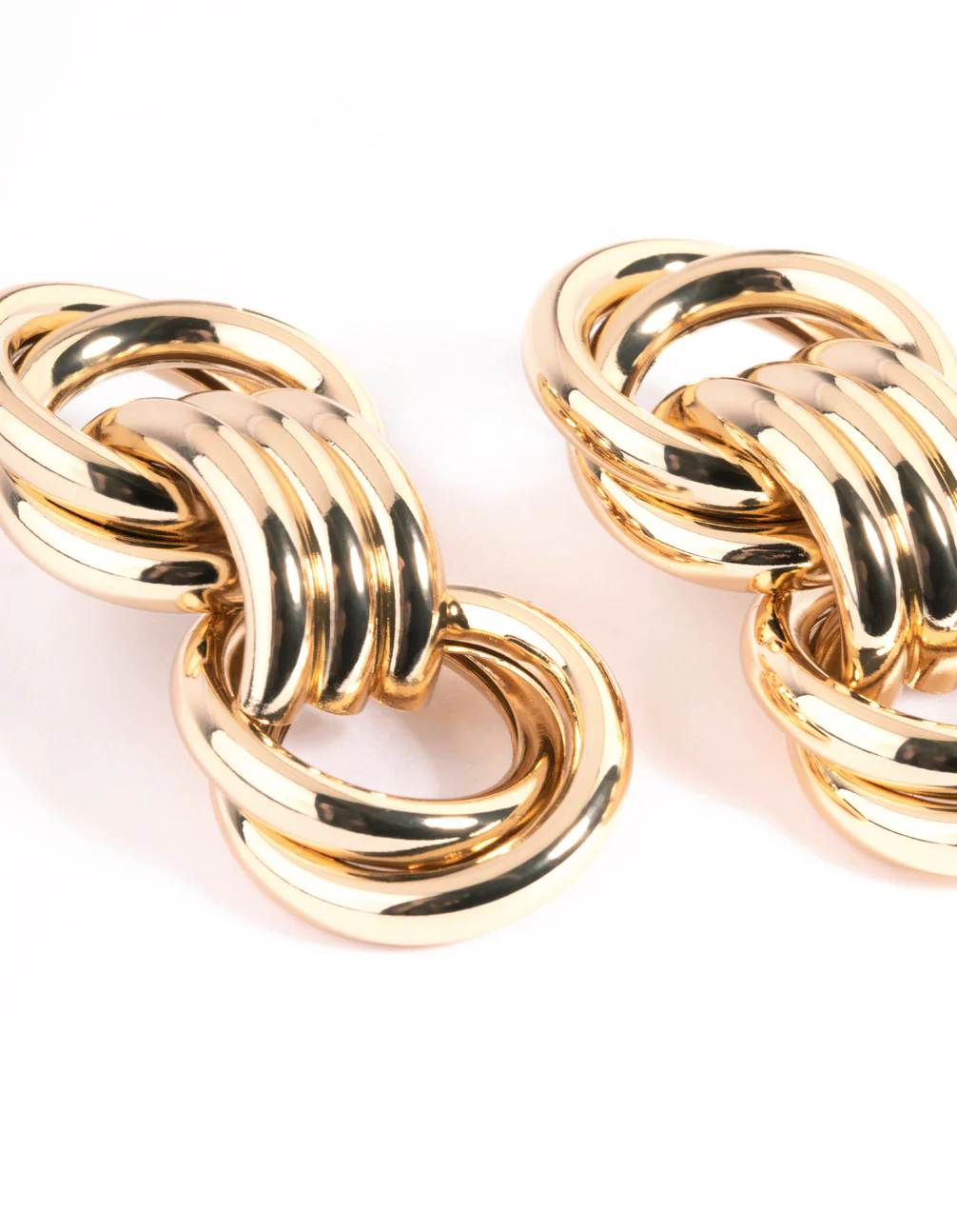 Gold Trio Knot Drop Earrings - Image 4