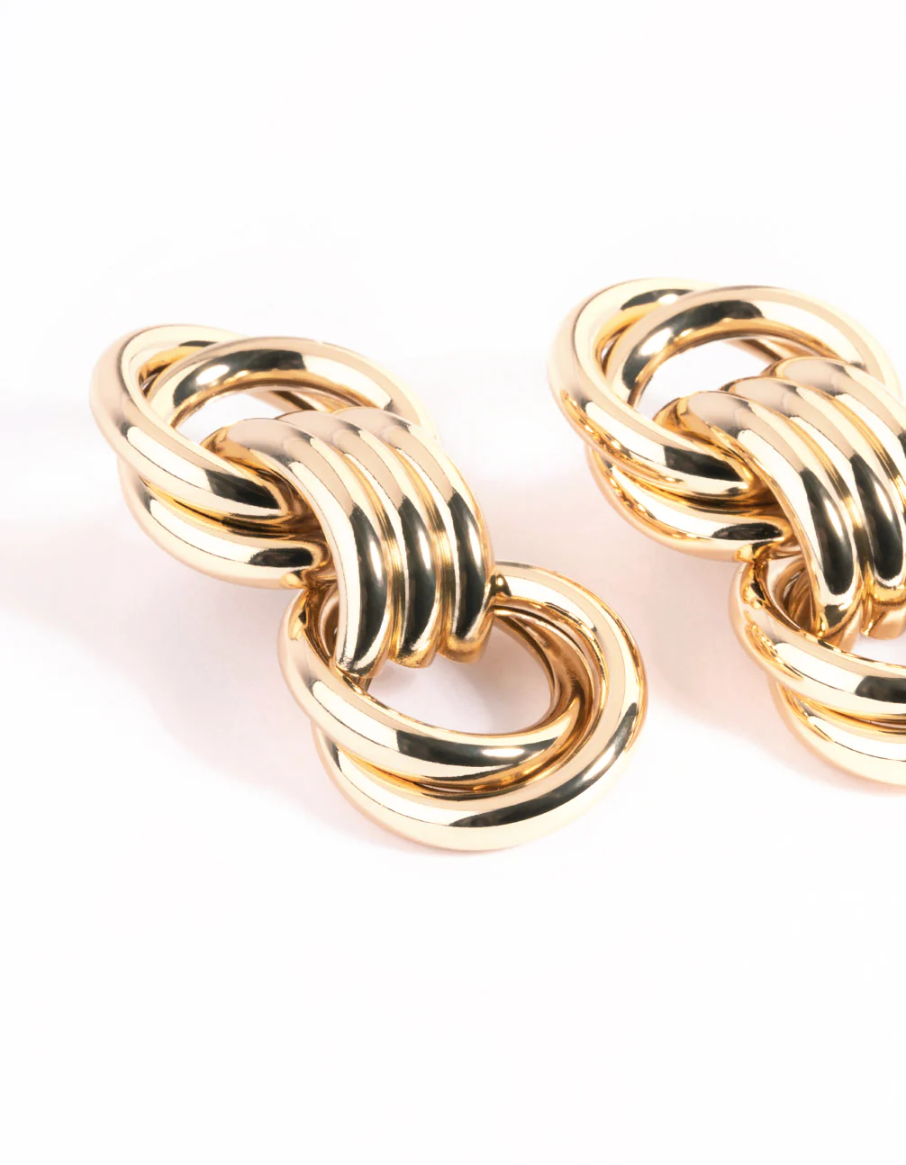 Gold Trio Knot Drop Earrings - Image 5