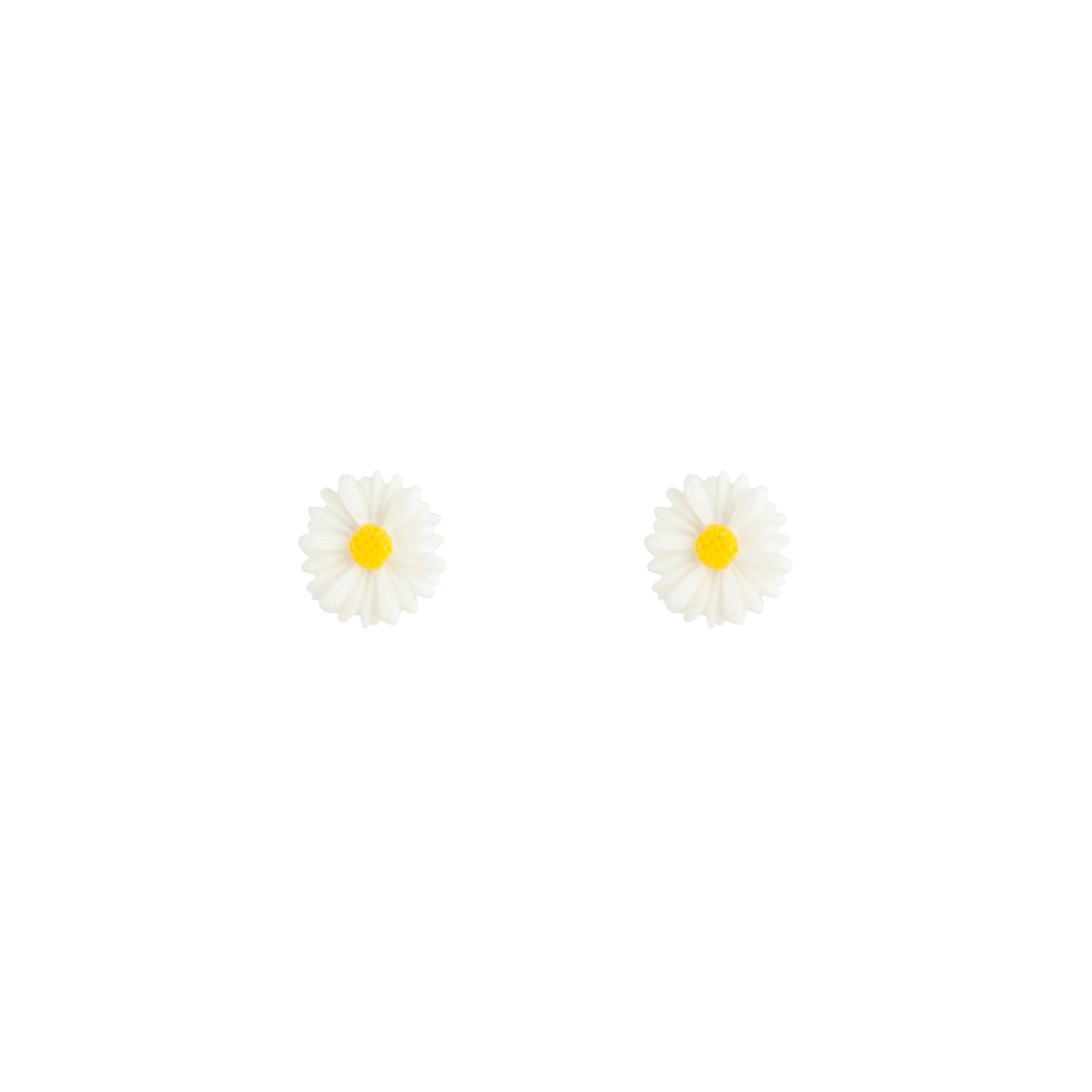 White Daisy Love Stud Earrings