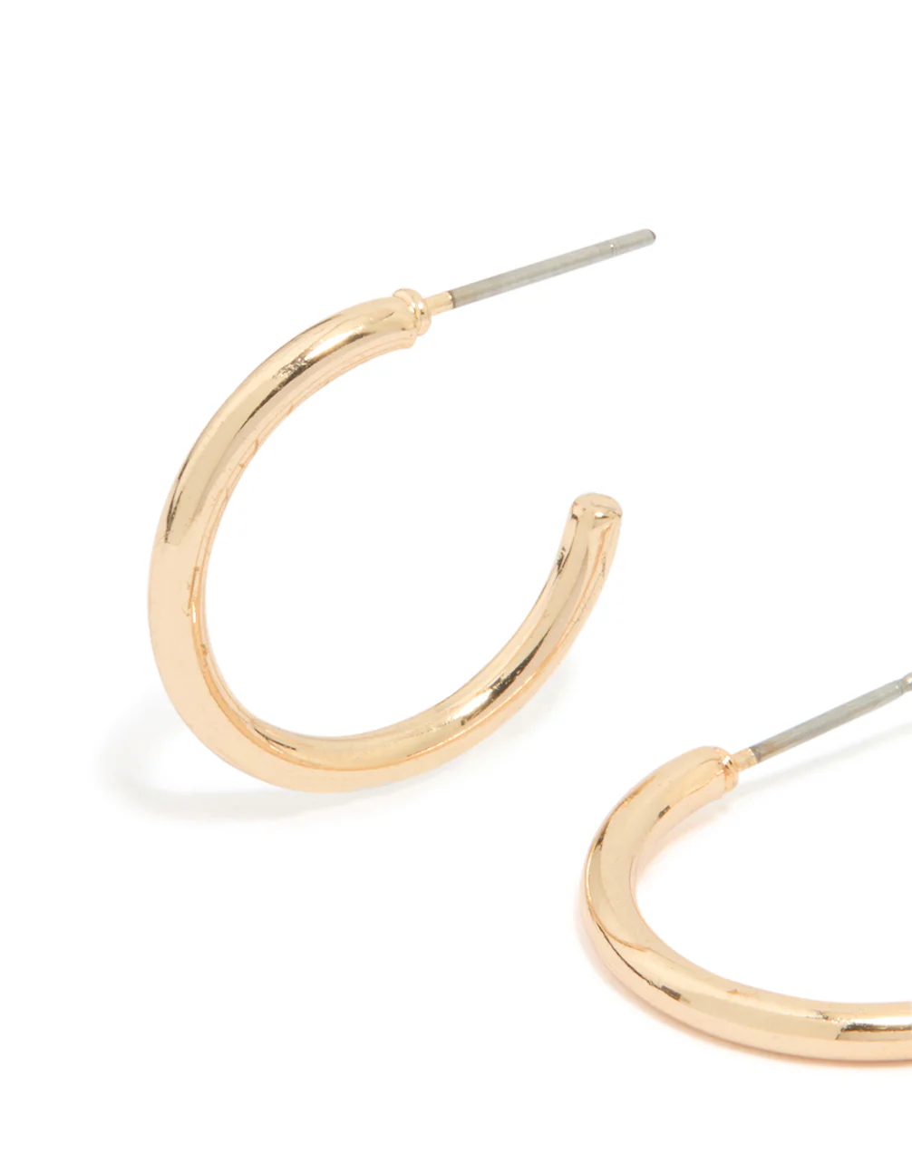 Gold Small Plain Hoop Earrings - Image 2