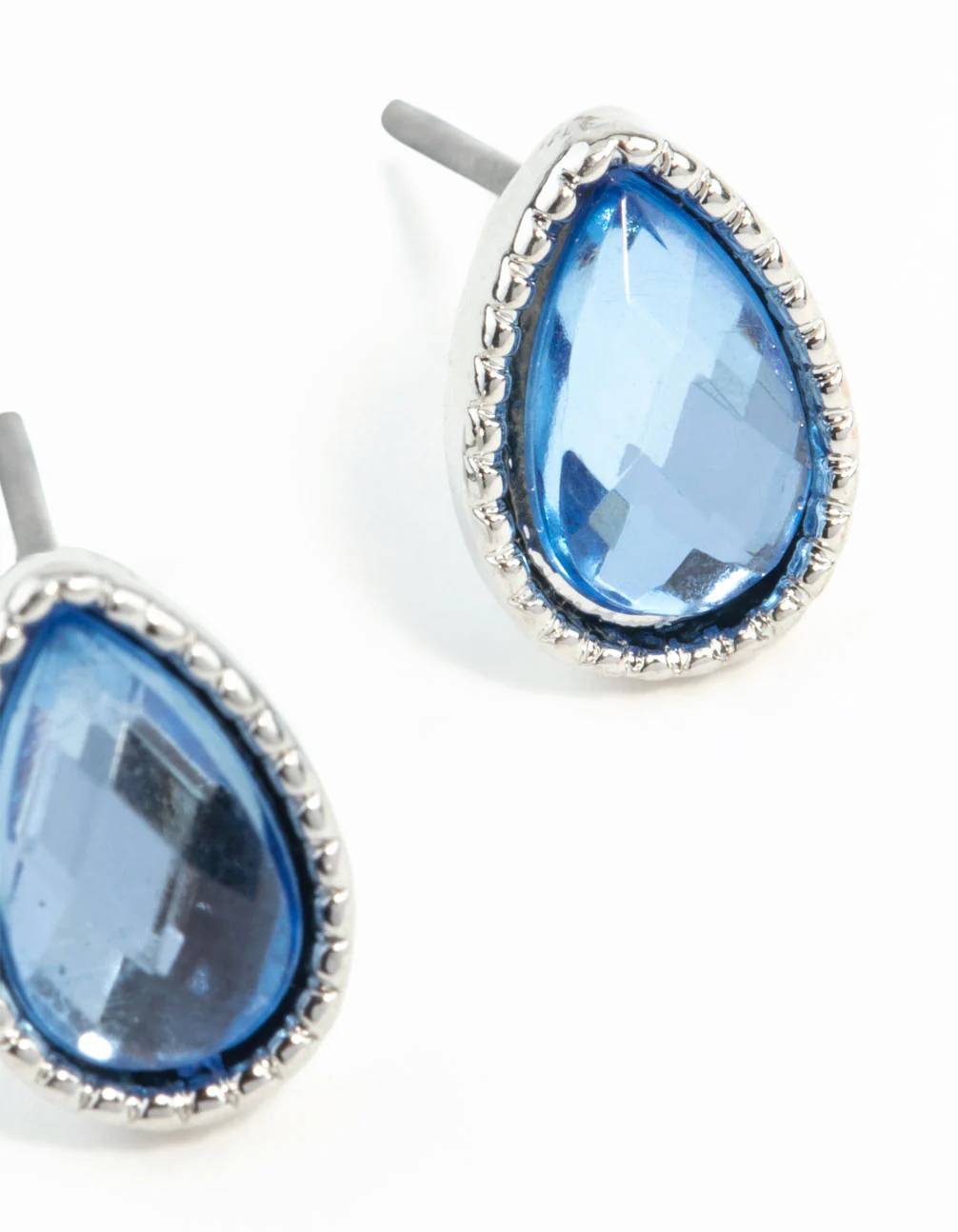 Blue Teardrop Stud Earrings - Image 13