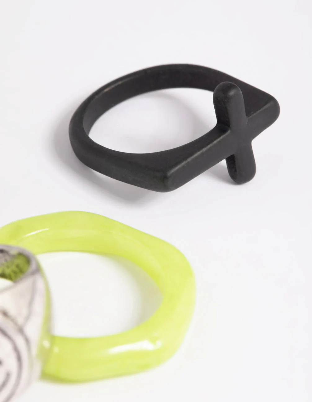90s Cross & Smiley Face Ring Stack Pack - Image 4