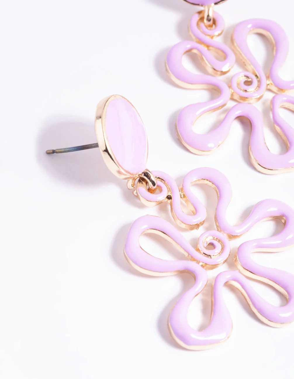 90s Purple Flower Drop Earrings - Image 4