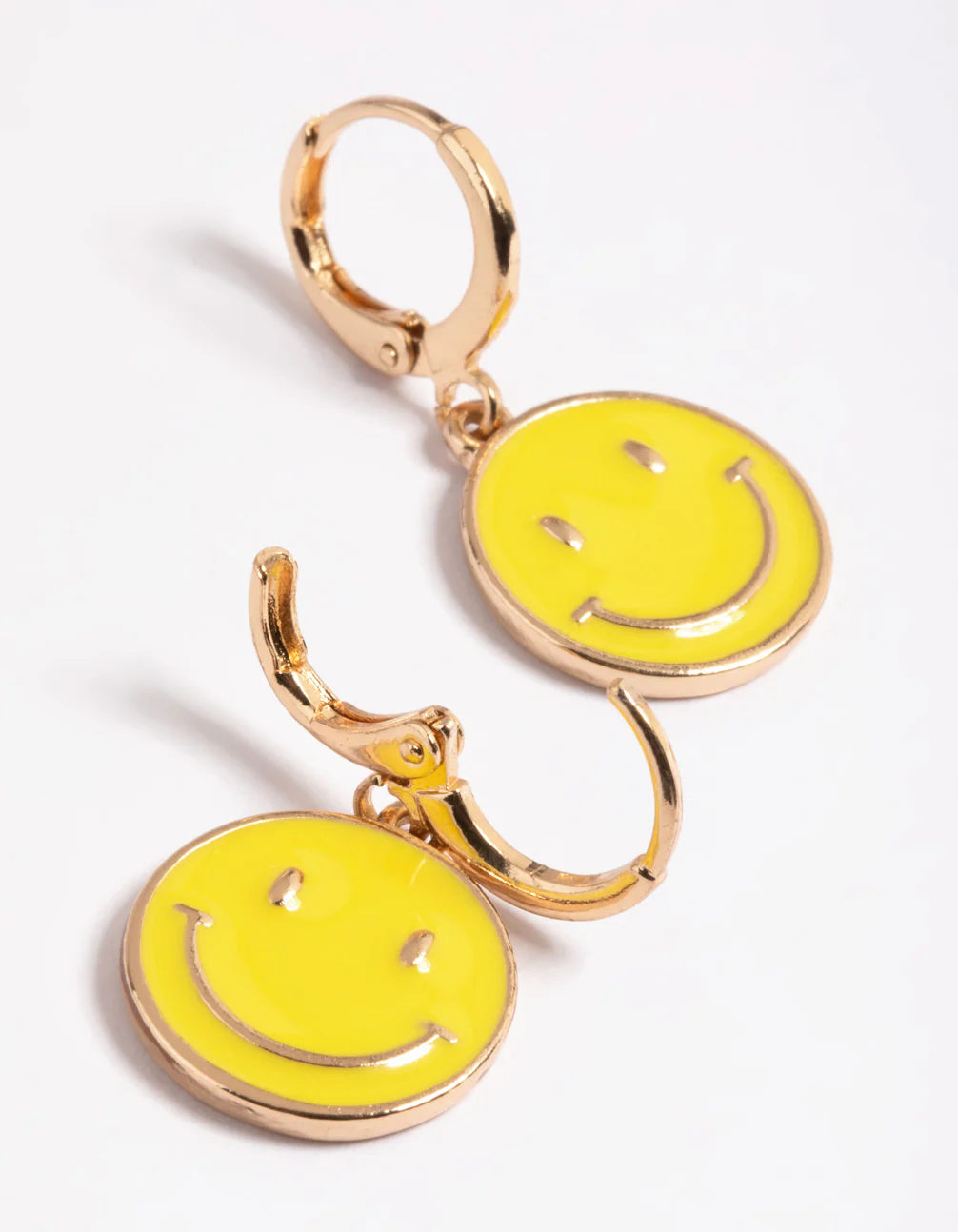 Yellow Smiley Face Huggie Earrings - Image 3