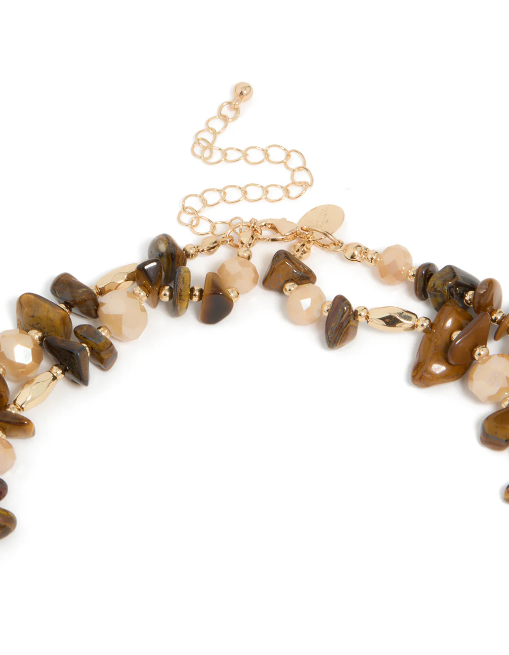 Acrylic Beaded & Tigers Eye Semi Precious Stone Boho Layered Necklace - Image 3