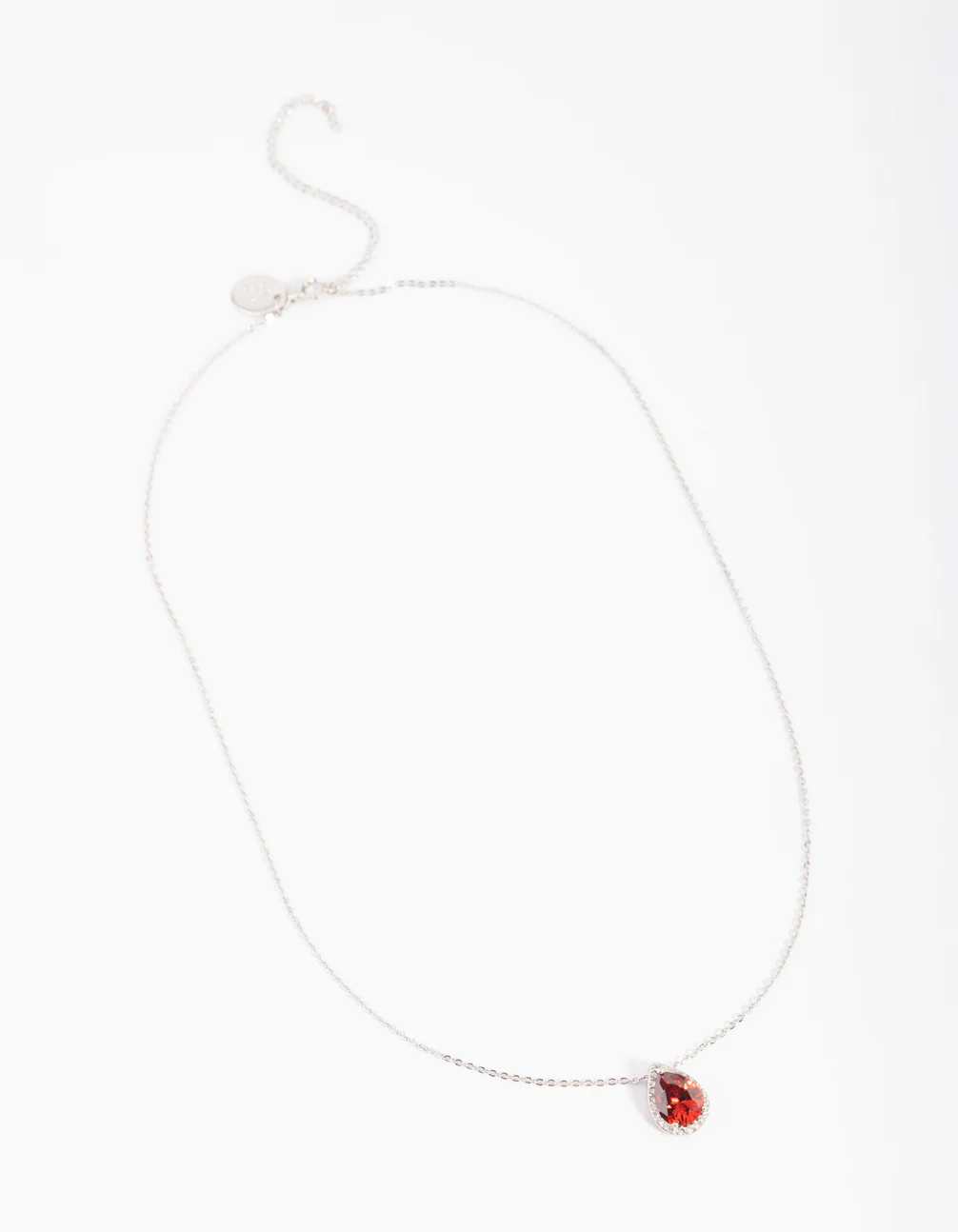 Red Cubic Zirconia Pear Halo Necklace - Image 3