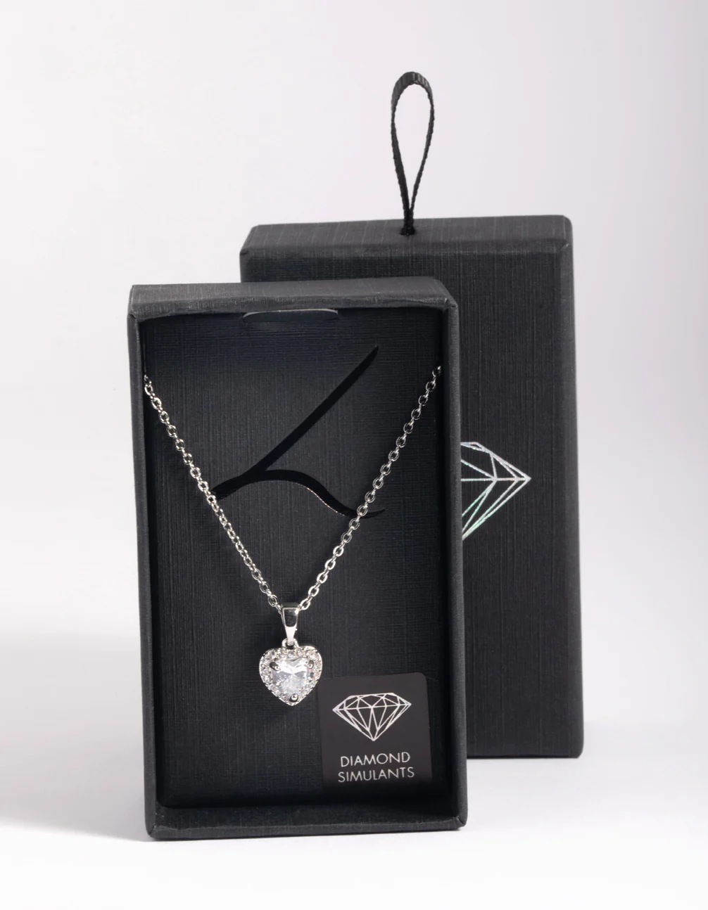 Silver Diamante Heart Necklace - Image 2