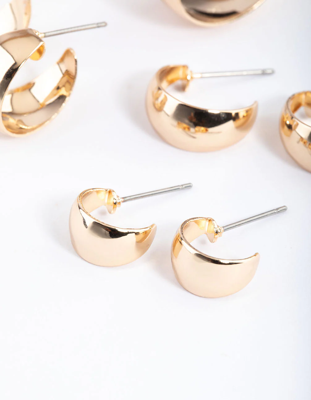 Gold Basic Flat Hoop Earrings 4-Pack - Image 2