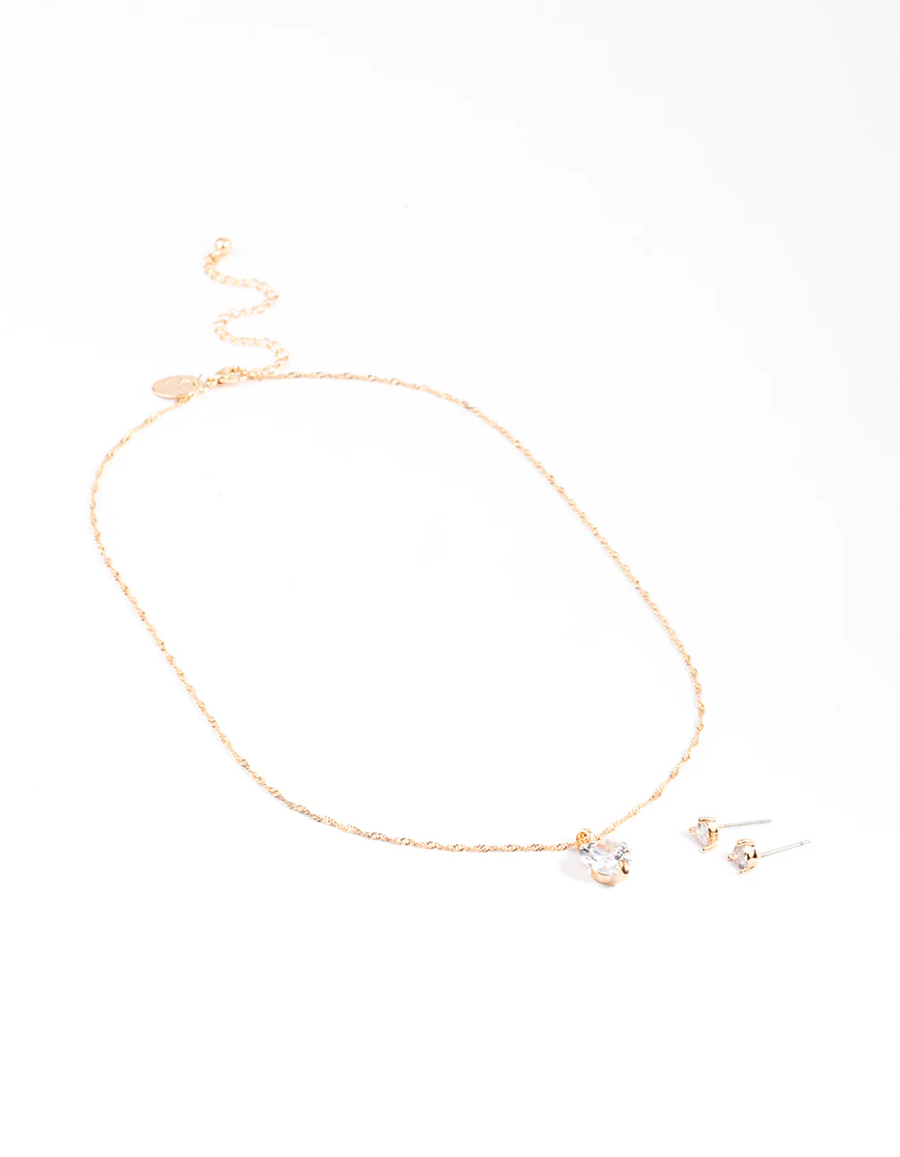 Gold Cubic Zirconia Hearts Earrings & Necklace Set - Image 2