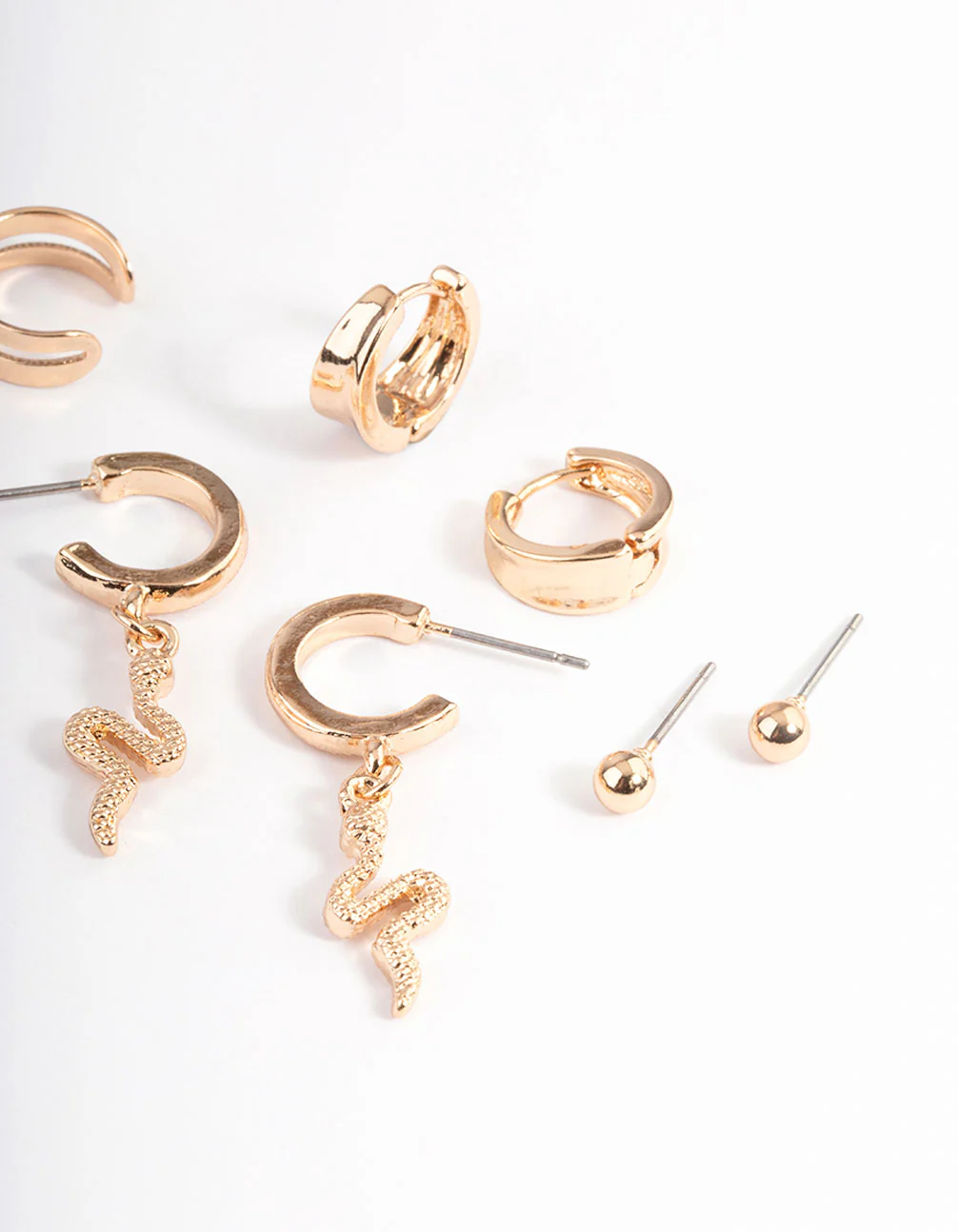 Gold Snake Cupchain Hoop Earrings 4-Pack - Image 3
