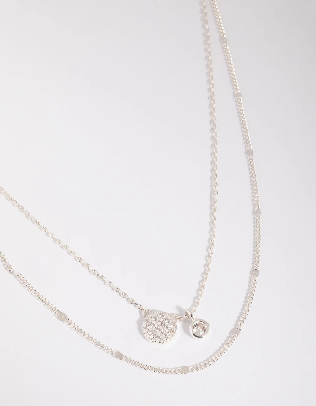 Silver Cubic Zirconia Layered Necklace