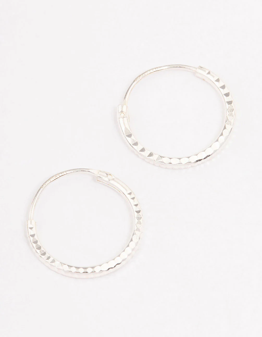 Sterling Silver Diamante Hoop Earrings 12mm