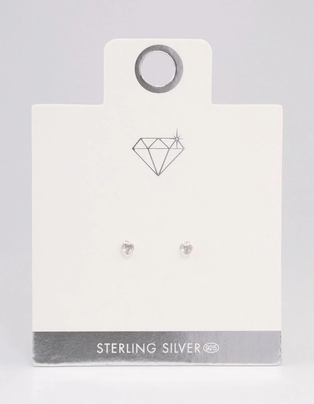 Sterling Silver Diamante Heart Stud Earrings - Image 3