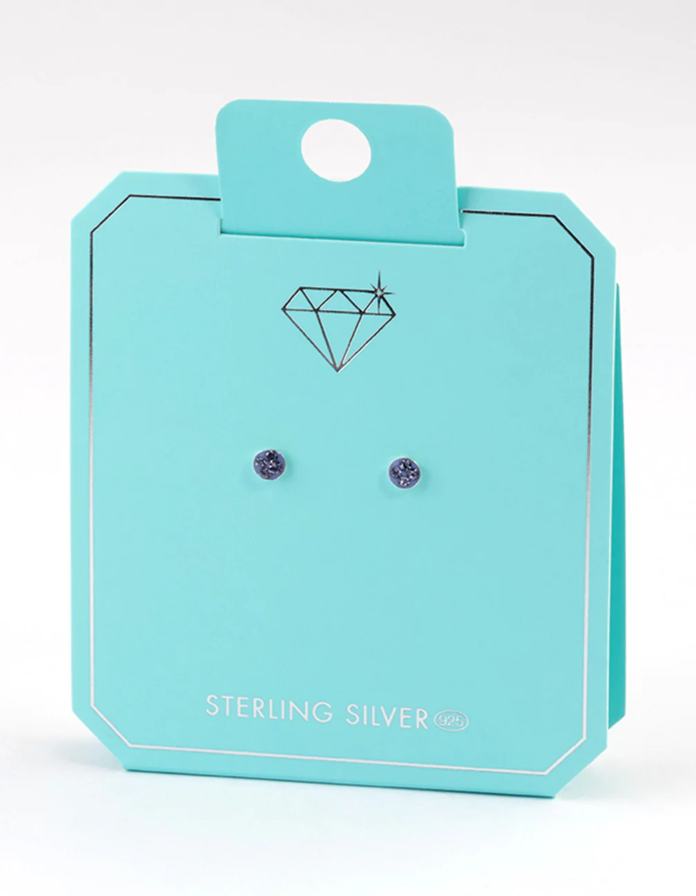 Sterling Silver Lilac Pave Flat Stud Earrings