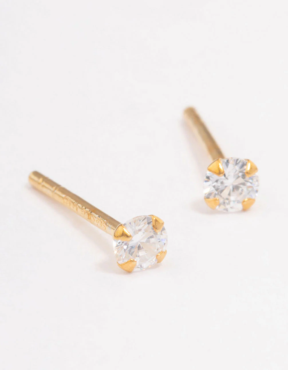 Gold Plated Sterling Silver Cubic Zirconia Baby Stud Earrings