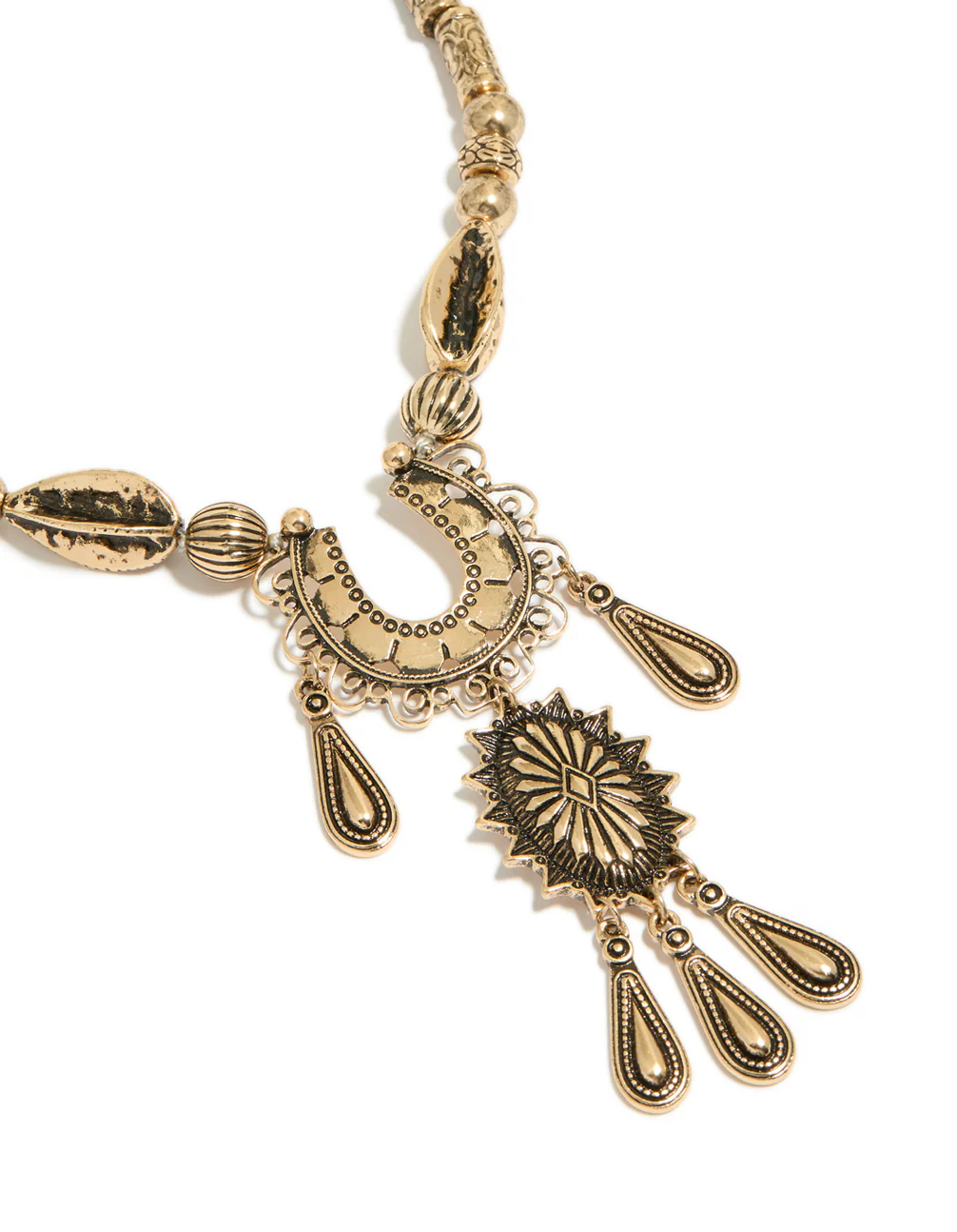Antique Gold Boho Short Necklace - Image 2