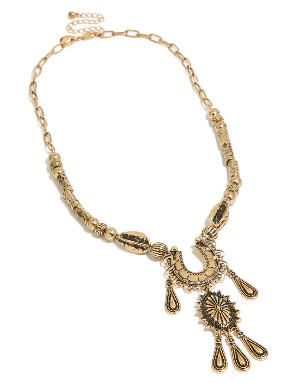 Antique Gold Boho Short Necklace - Image 3