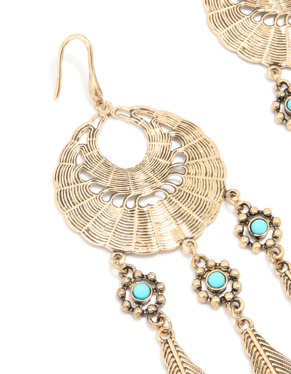 Antique Gold Large Dreamcatcher Earrings - Image 2