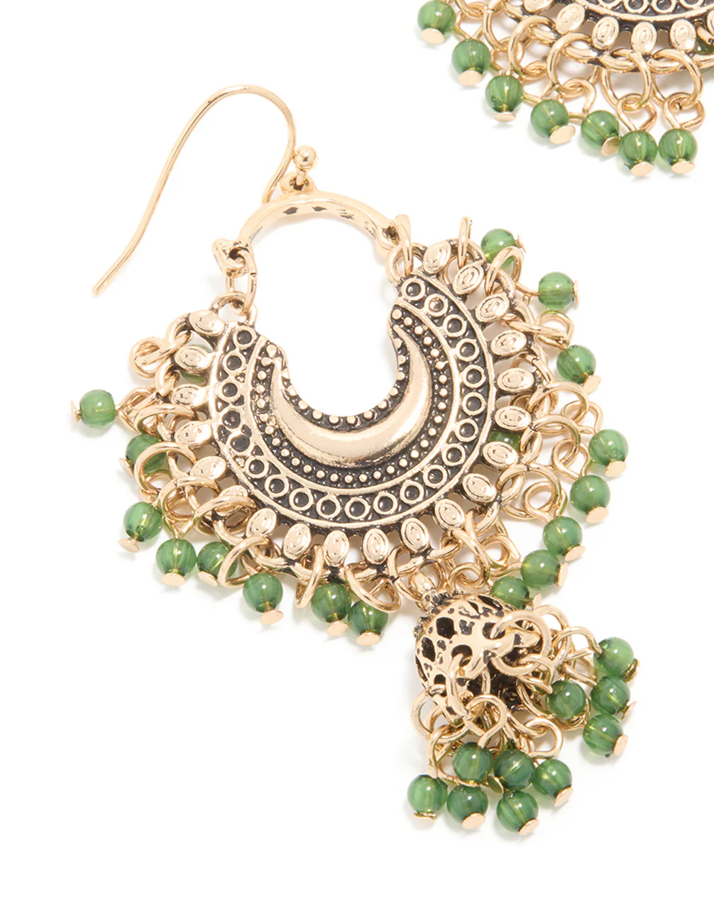 Antique Gold Mini Beaded Boho Drop Earrings - Image 4