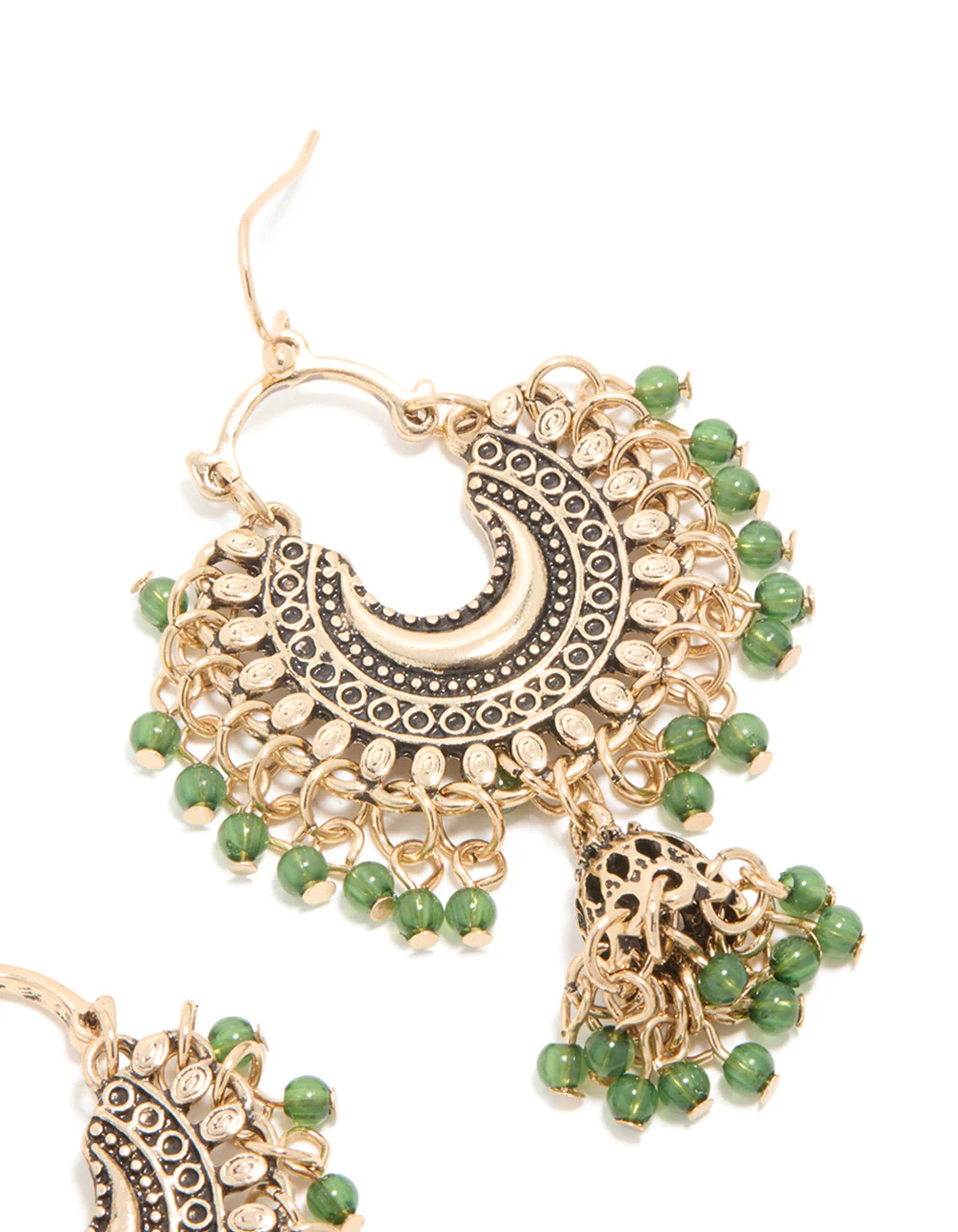 Antique Gold Mini Beaded Boho Drop Earrings - Image 5