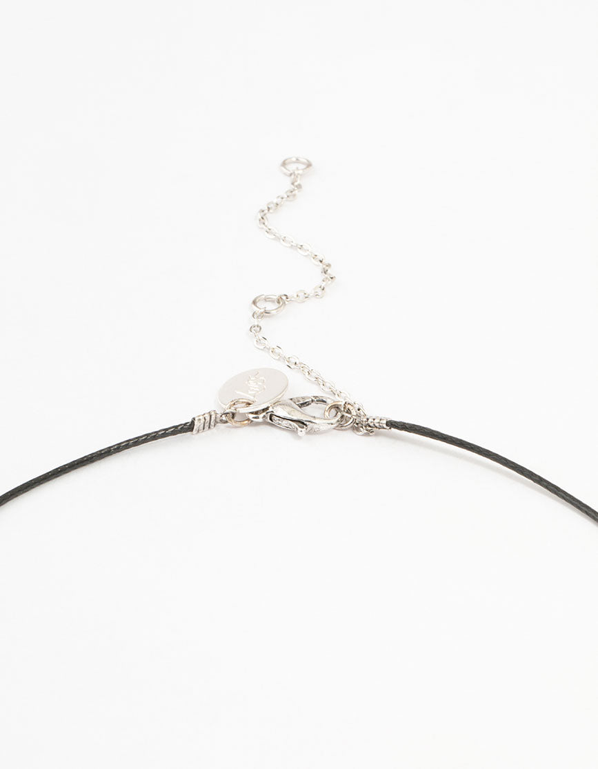 Antique Silver Locket Cord Necklace - Image 3