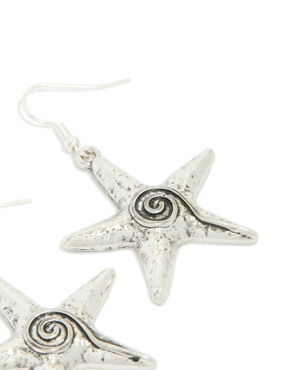 Antique Silver Swirl Starfish Hook Earrings - Image 5