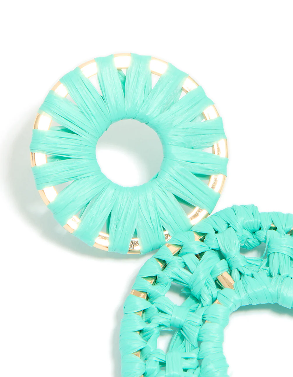 Aqua Blue Paper Patterned Oval Drop Earrings - Image 4