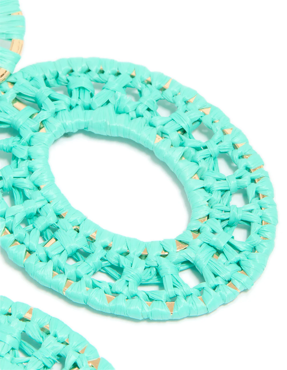 Aqua Blue Paper Patterned Oval Drop Earrings - Image 5