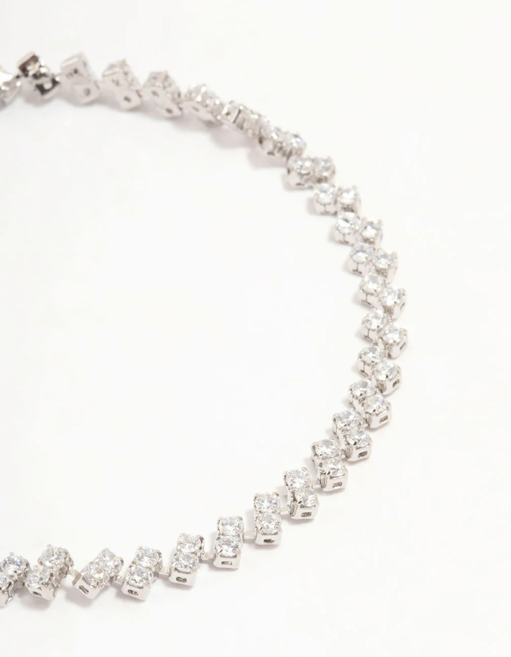 Silver Cubic Zirconia Tennis Toggle Bracelet - Image 2