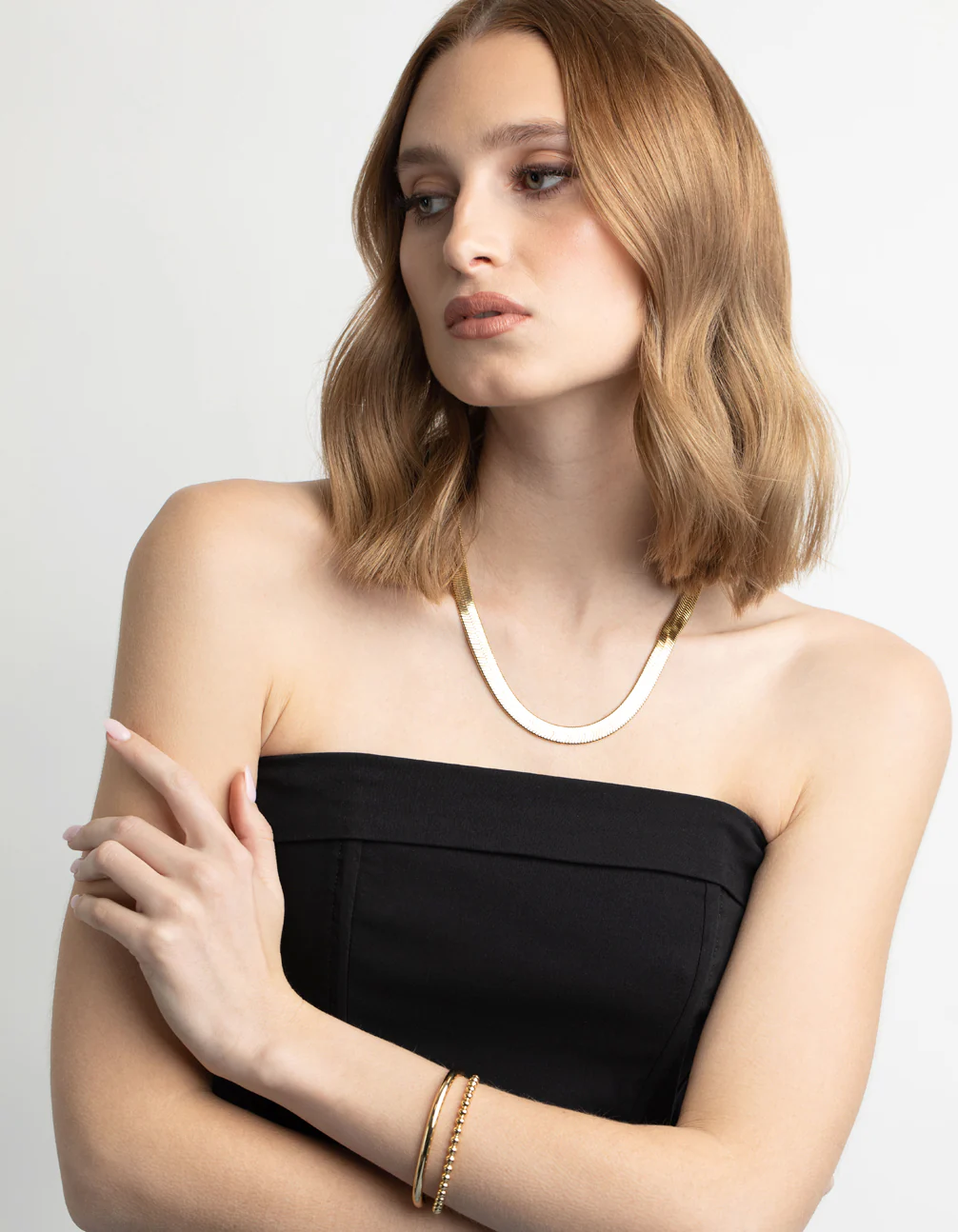 Gold Plated Chain Cuff Bangle Bracelet - Image 5