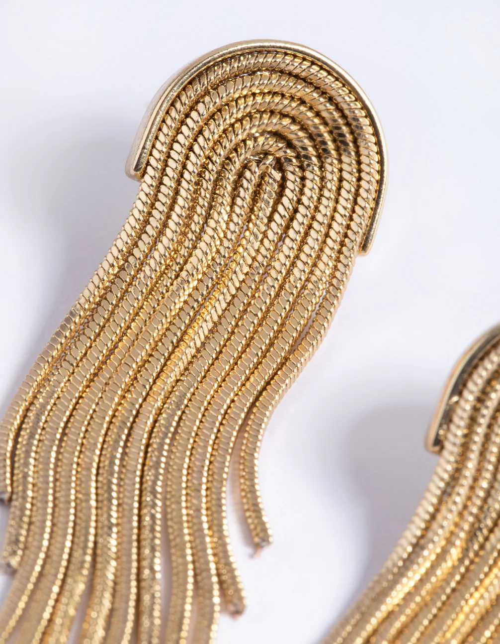 Gold Plated Brass Box Chain Drop Earrings - Image 3